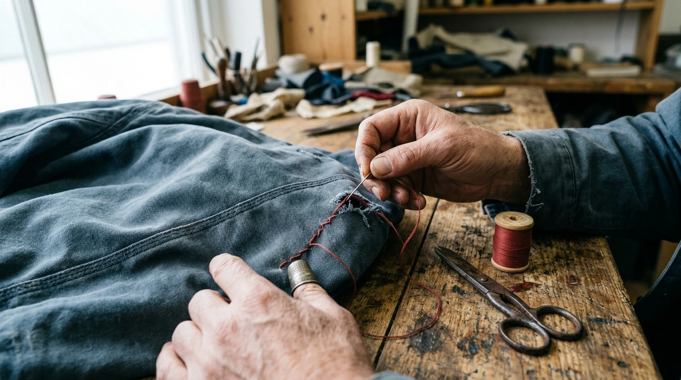 Ouvrage de réparation en cours sur une table d&rsquo;atelier