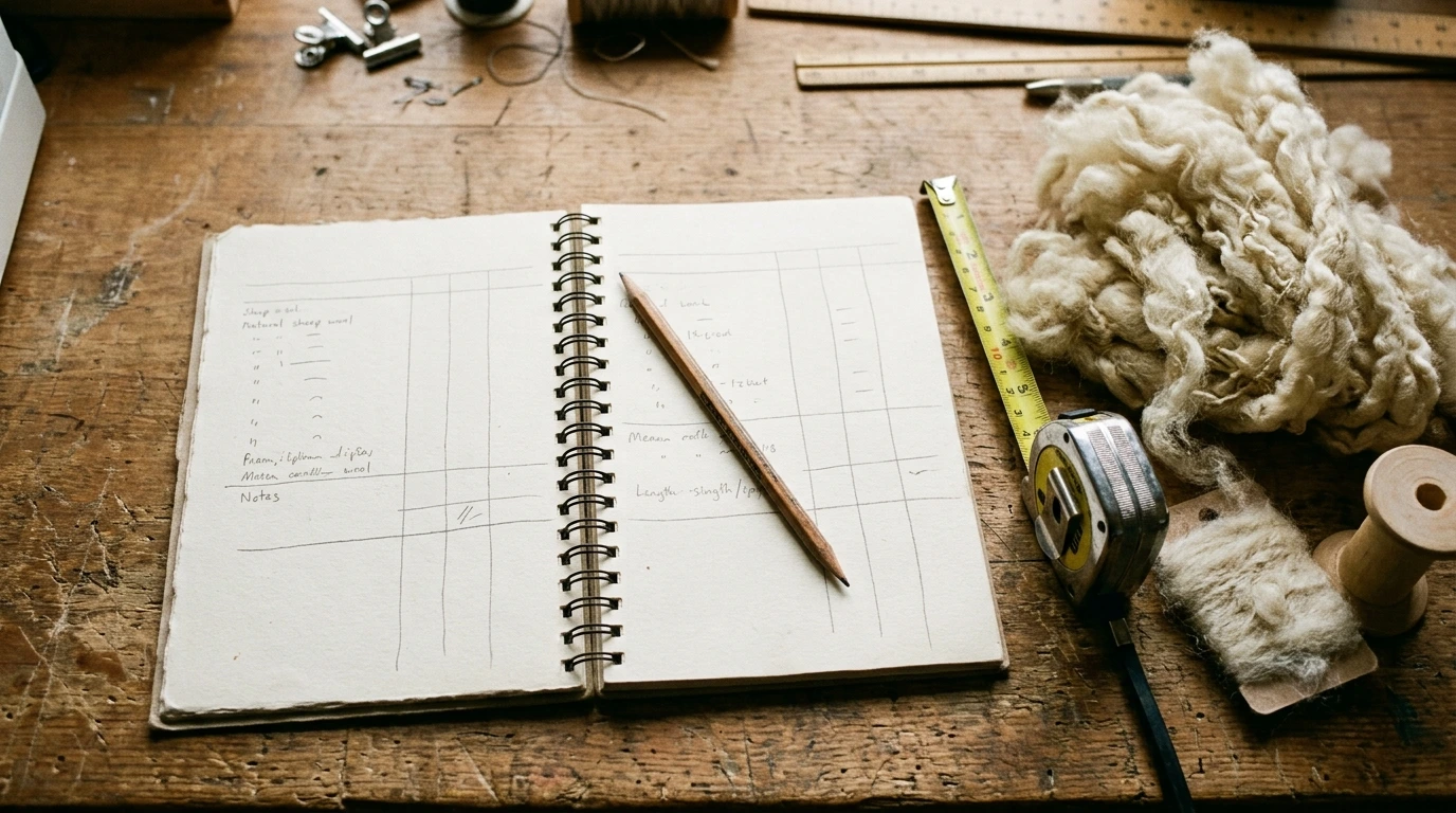 Carnet de relevé posé sur un comptoir d&rsquo;atelier